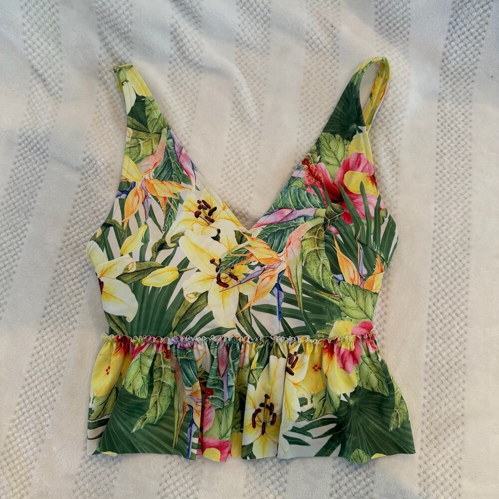 new kortni jeane tropical bathing suit tankini top size medium M